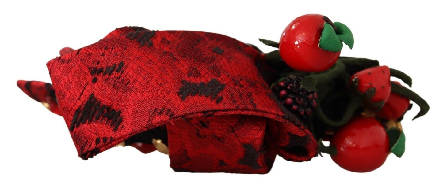 Dolce & Gabbana Rote Tiara Beerenfrucht Kristallschleife Haardiadem Stirnband