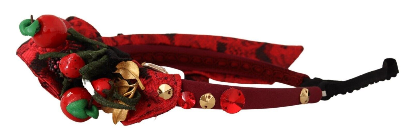 Dolce & Gabbana Rote Tiara Beerenfrucht Kristallschleife Haardiadem Stirnband