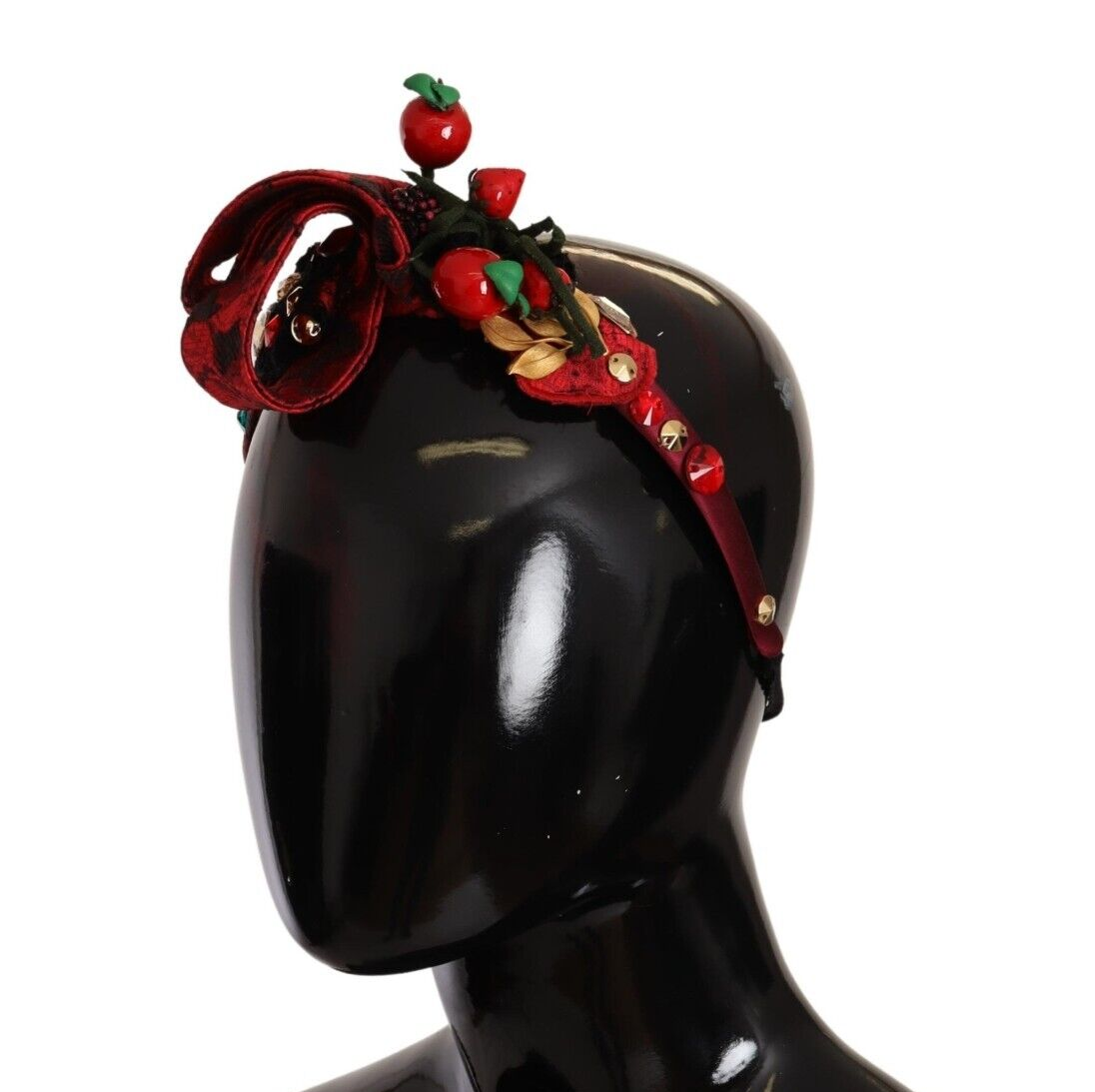 Dolce & Gabbana Rote Tiara Beerenfrucht Kristallschleife Haardiadem Stirnband