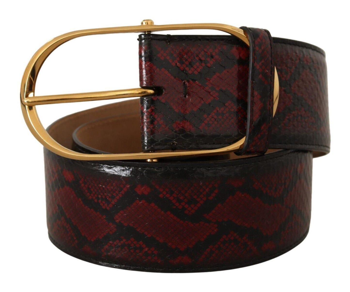 Dolce & Gabbana – Roter Gürtel aus exotischem Leder mit ovaler Schnalle und Gold