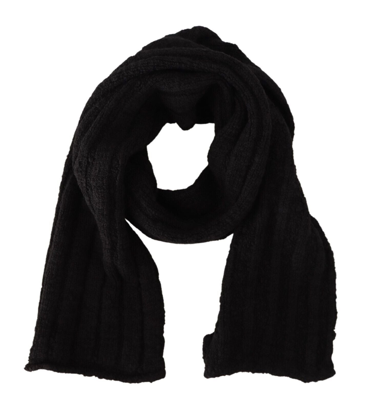 Dolce & Gabbana – Schwarzer, gestrickter Unisex-Schal aus Schurwolle