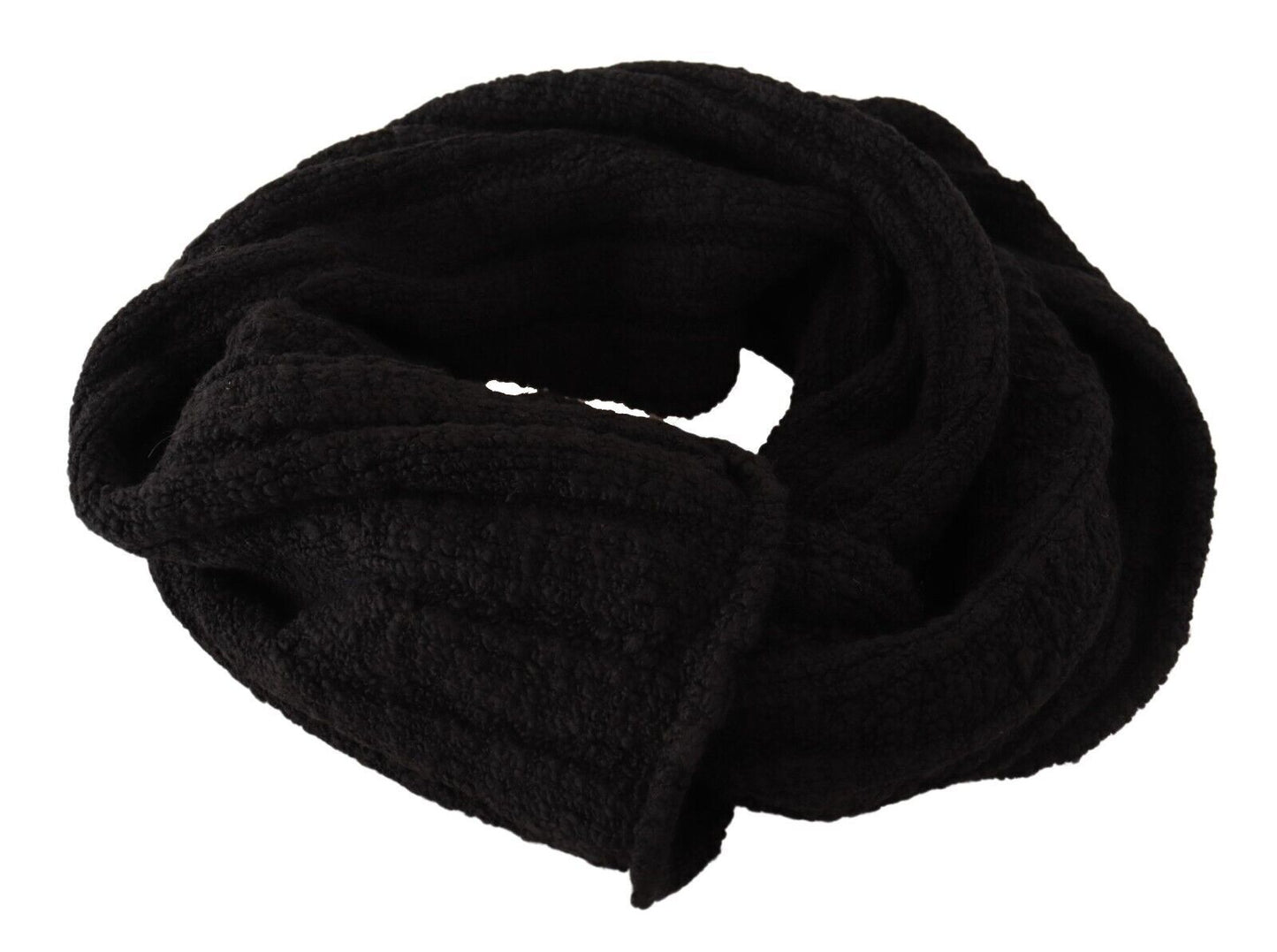Dolce & Gabbana – Schwarzer, gestrickter Unisex-Schal aus Schurwolle
