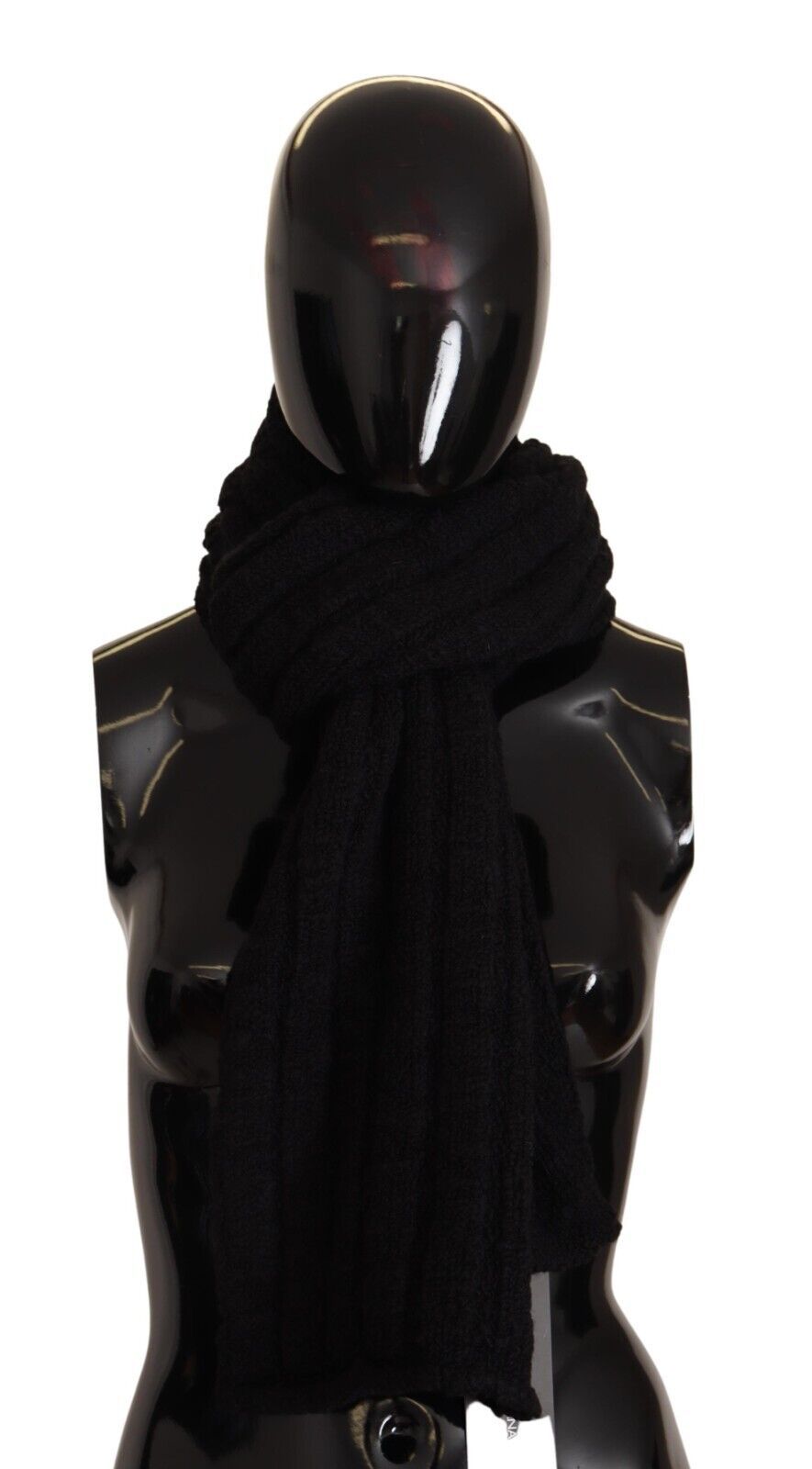 Dolce & Gabbana – Schwarzer, gestrickter Unisex-Schal aus Schurwolle