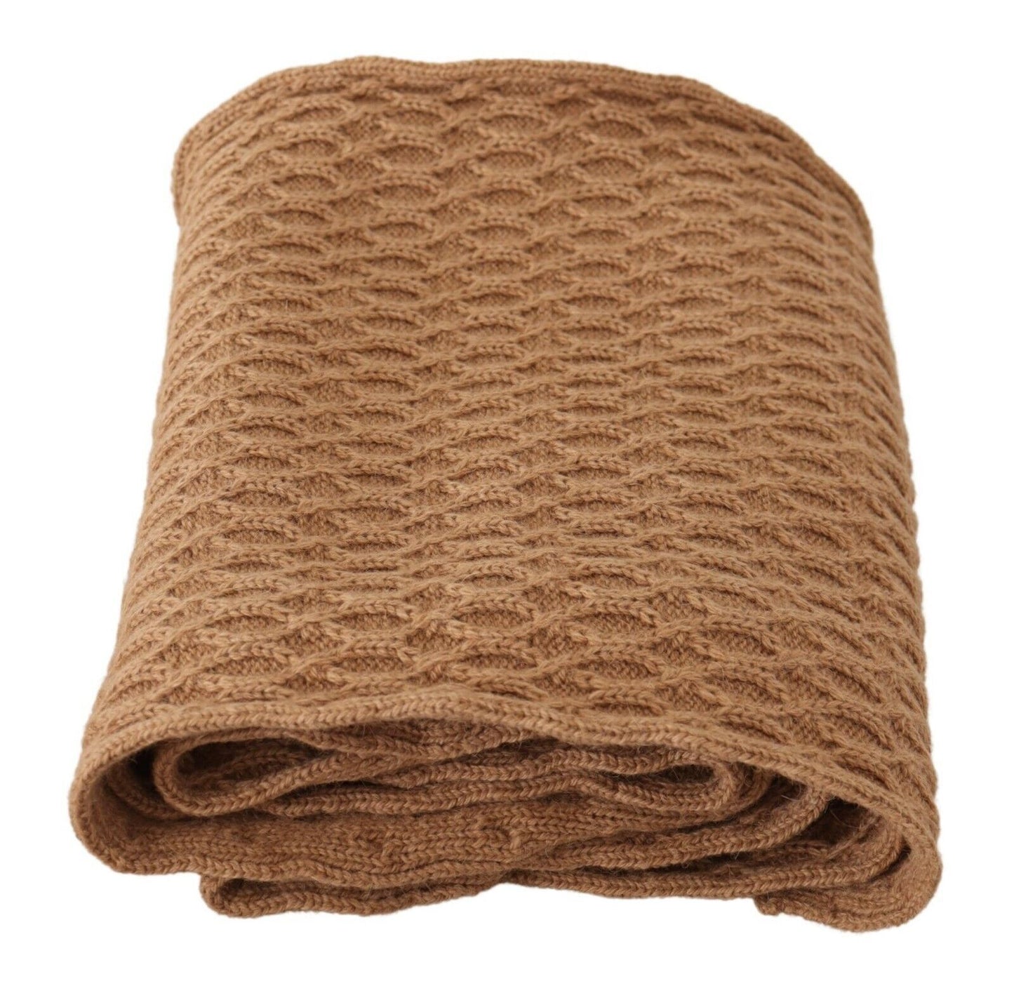 Dolce & Gabbana Dunkelbrauner Wickelschal Gestrickter Kamelschal