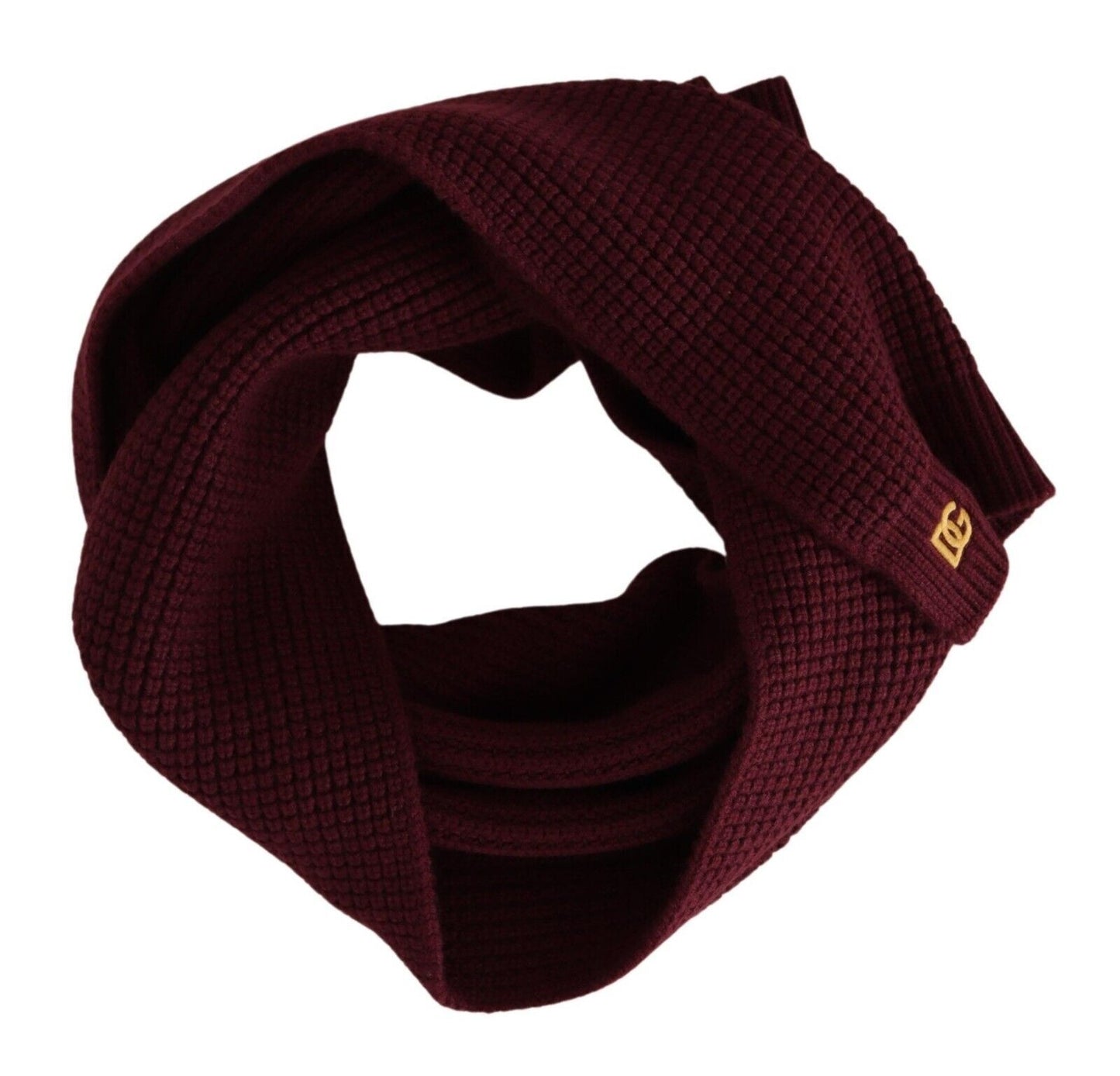 Dolce & Gabbana – Dunkelroter Kaschmir-Strickschal mit Logo