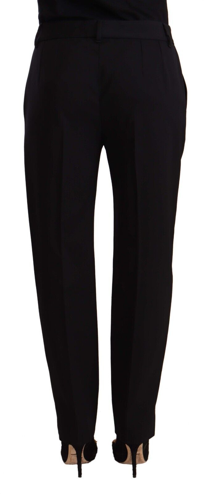 Dolce & Gabbana – Schwarze, enge Wollhose mit mittlerer Taille