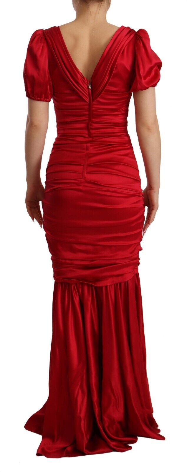 Dolce & Gabbana – Rotes, elastisches Etuikleid im Meerjungfrauenstil aus Seide