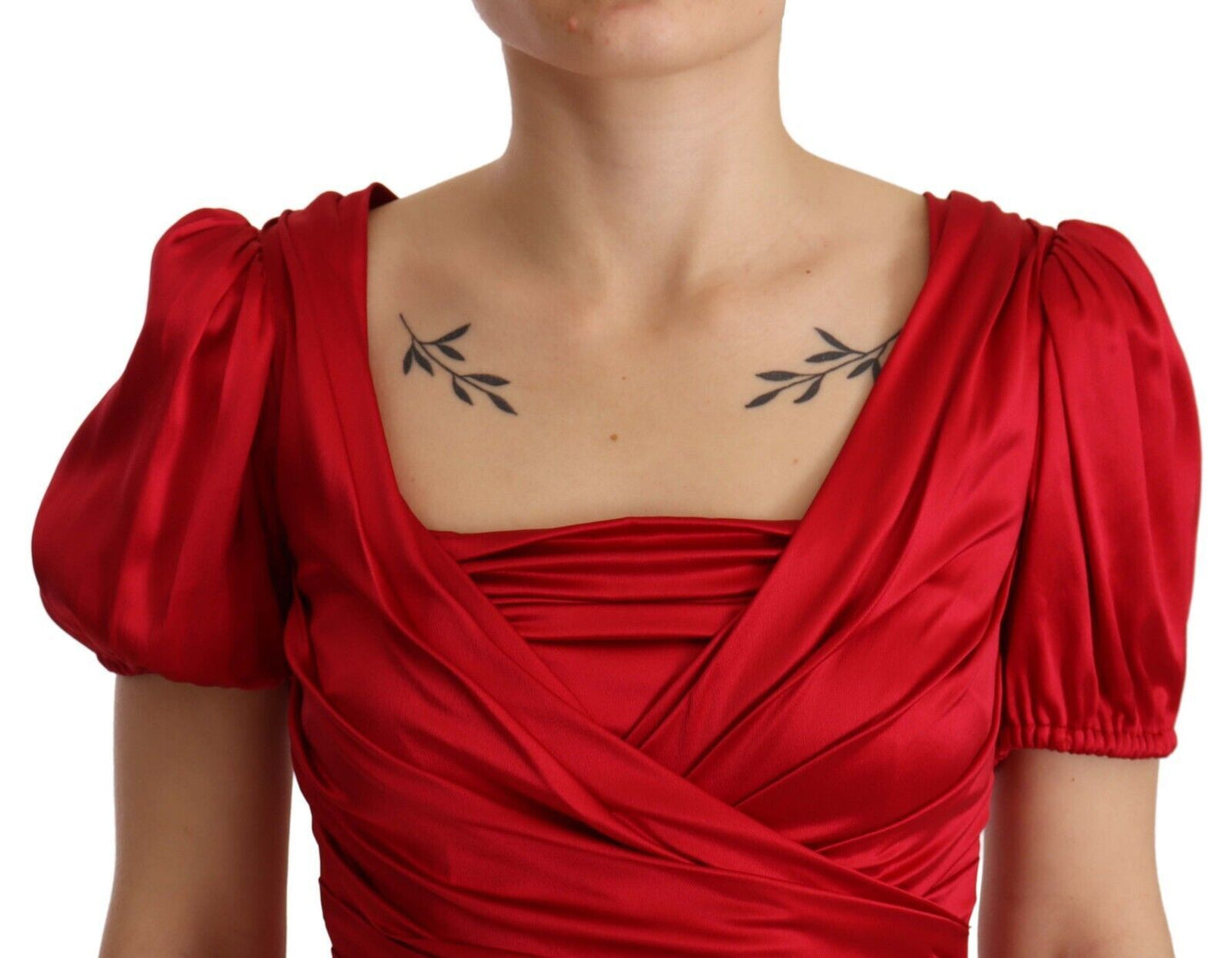 Dolce & Gabbana – Rotes, elastisches Etuikleid im Meerjungfrauenstil aus Seide