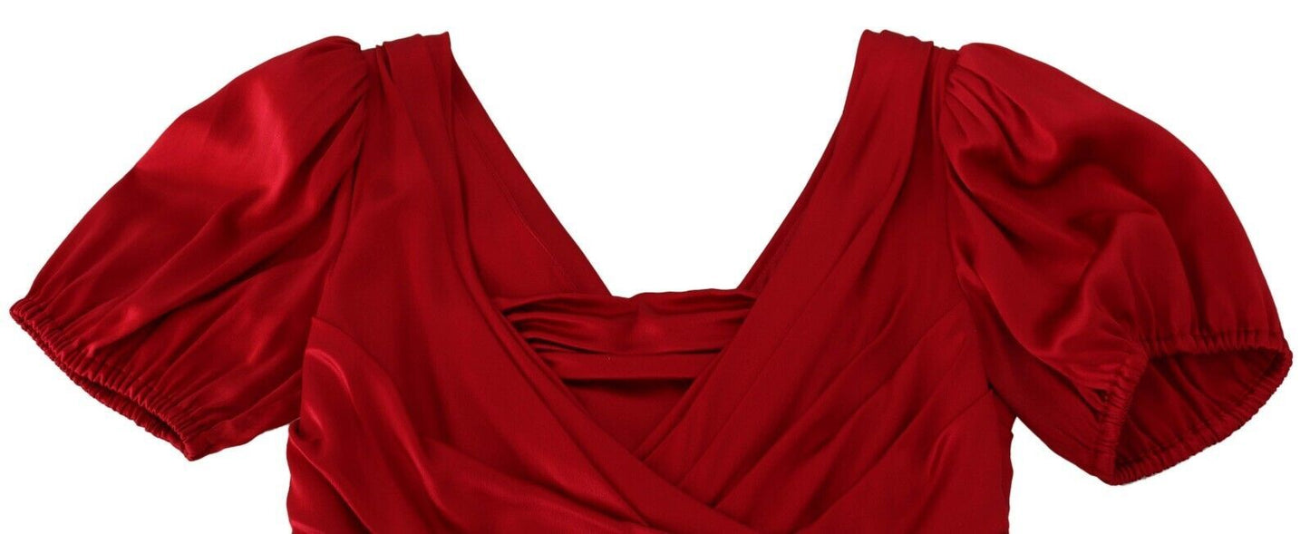 Dolce & Gabbana – Rotes, elastisches Etuikleid im Meerjungfrauenstil aus Seide