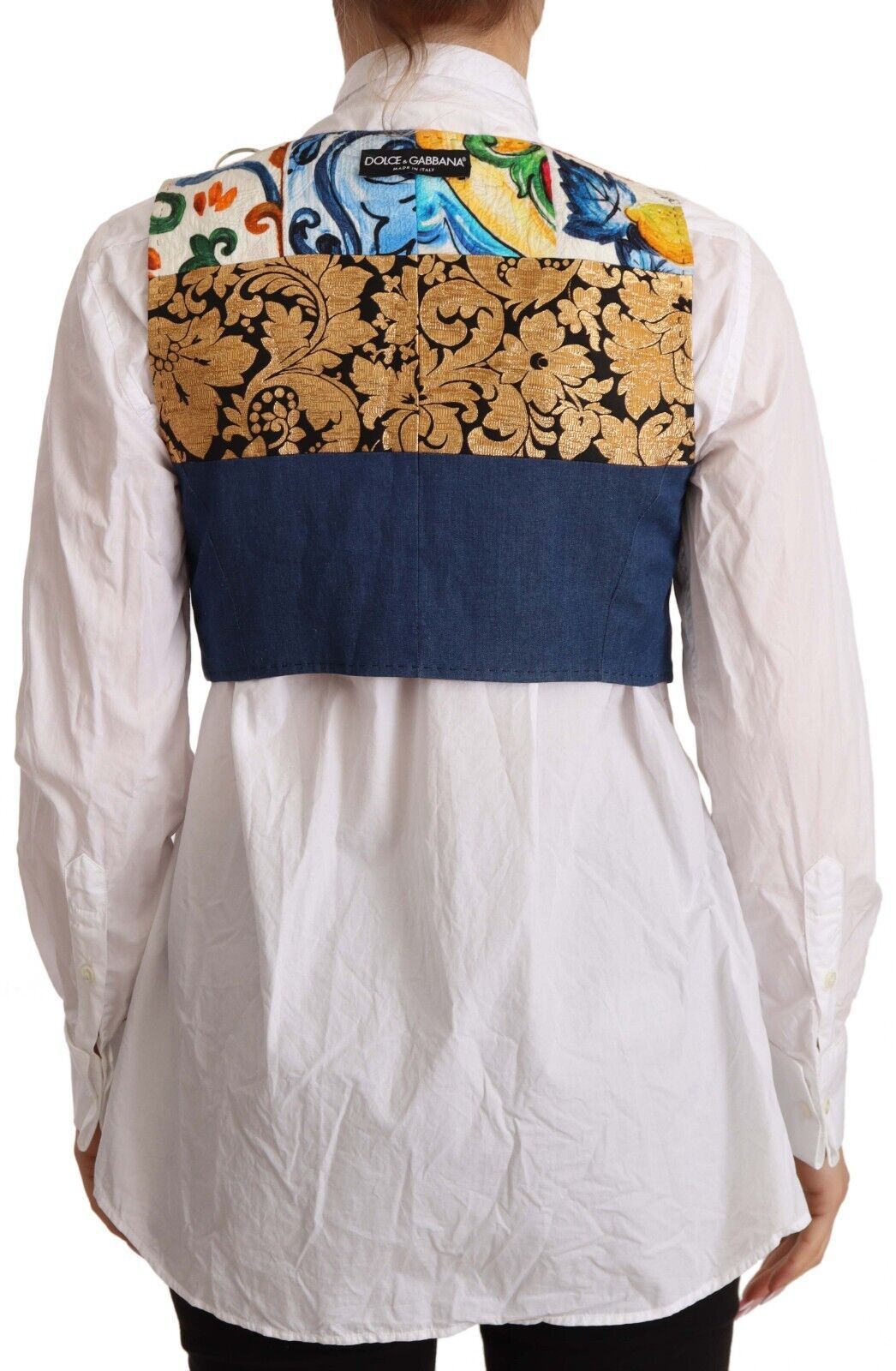 Dolce & Gabbana – Mehrfarbig verziertes Taillenmantel-Baumwolloberteil