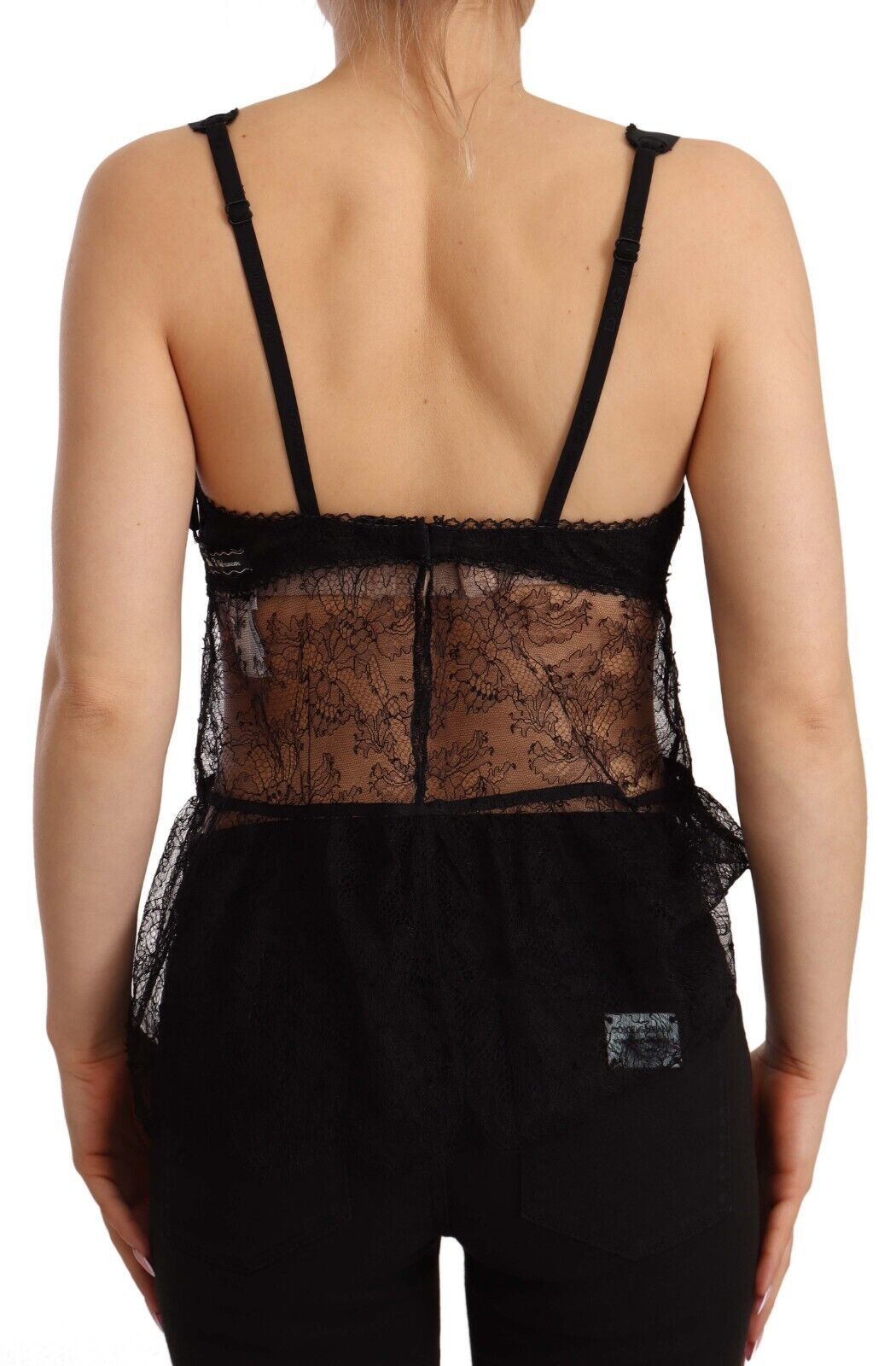 Dolce & Gabbana – Schwarzes Babydoll-Dessous-Oberteil aus Seidenspitze und Nylon
