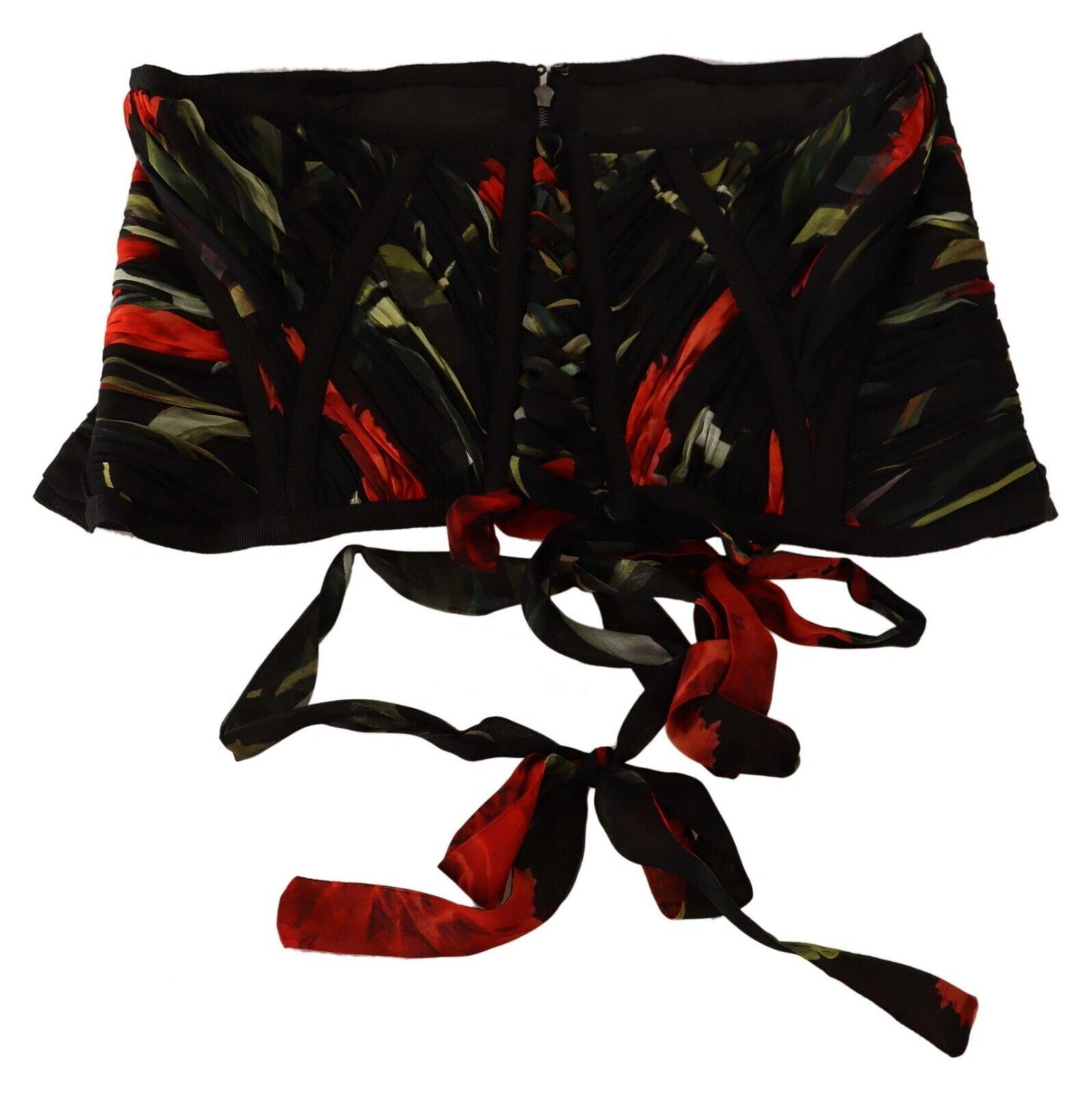 Dolce & Gabbana – Schwarzes Seidentop mit Korsettgürtel und Stretch-Taillenriemen