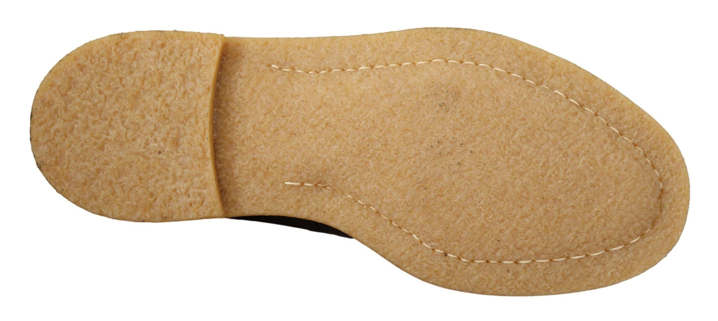 Dolce & Gabbana Braune Samtstiefel aus exotischem Leder