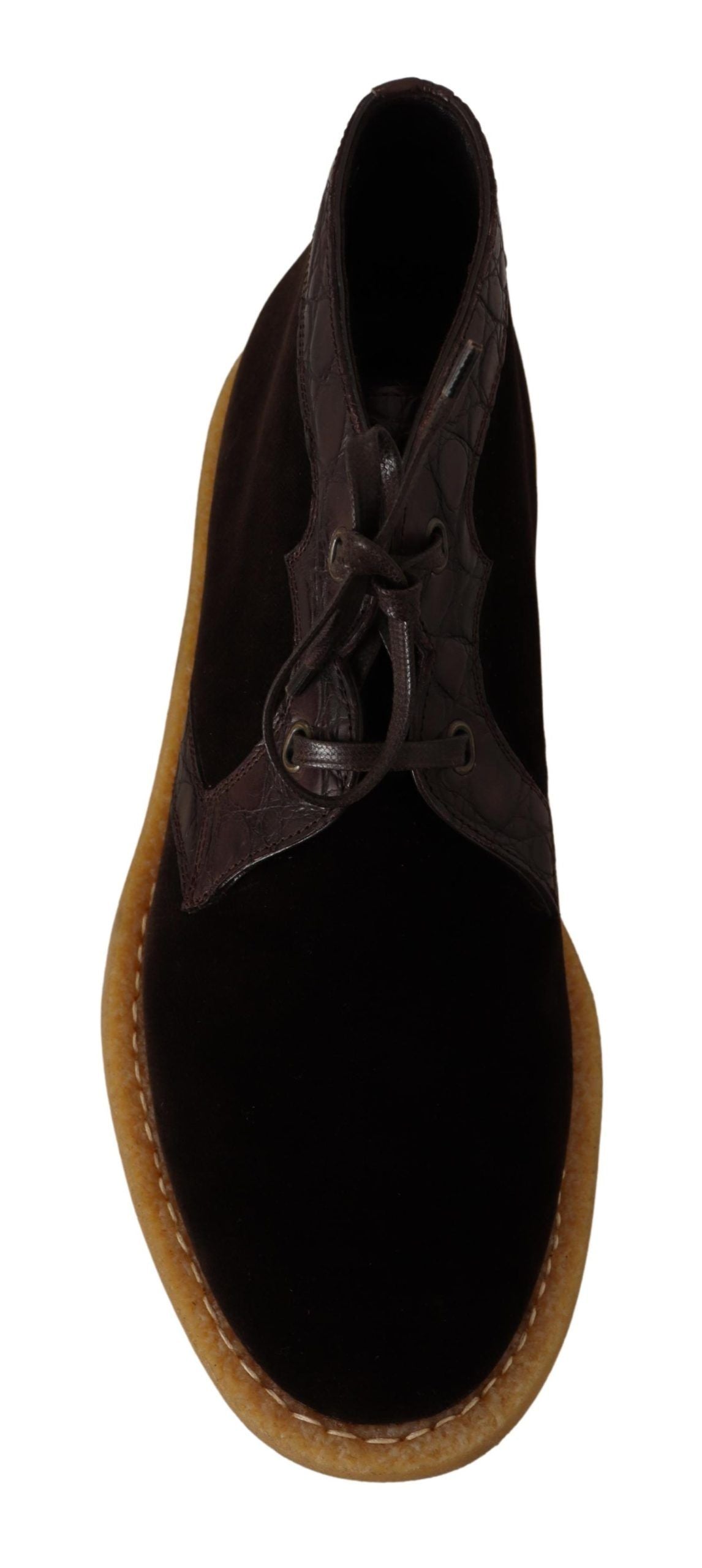 Dolce & Gabbana Braune Samtstiefel aus exotischem Leder