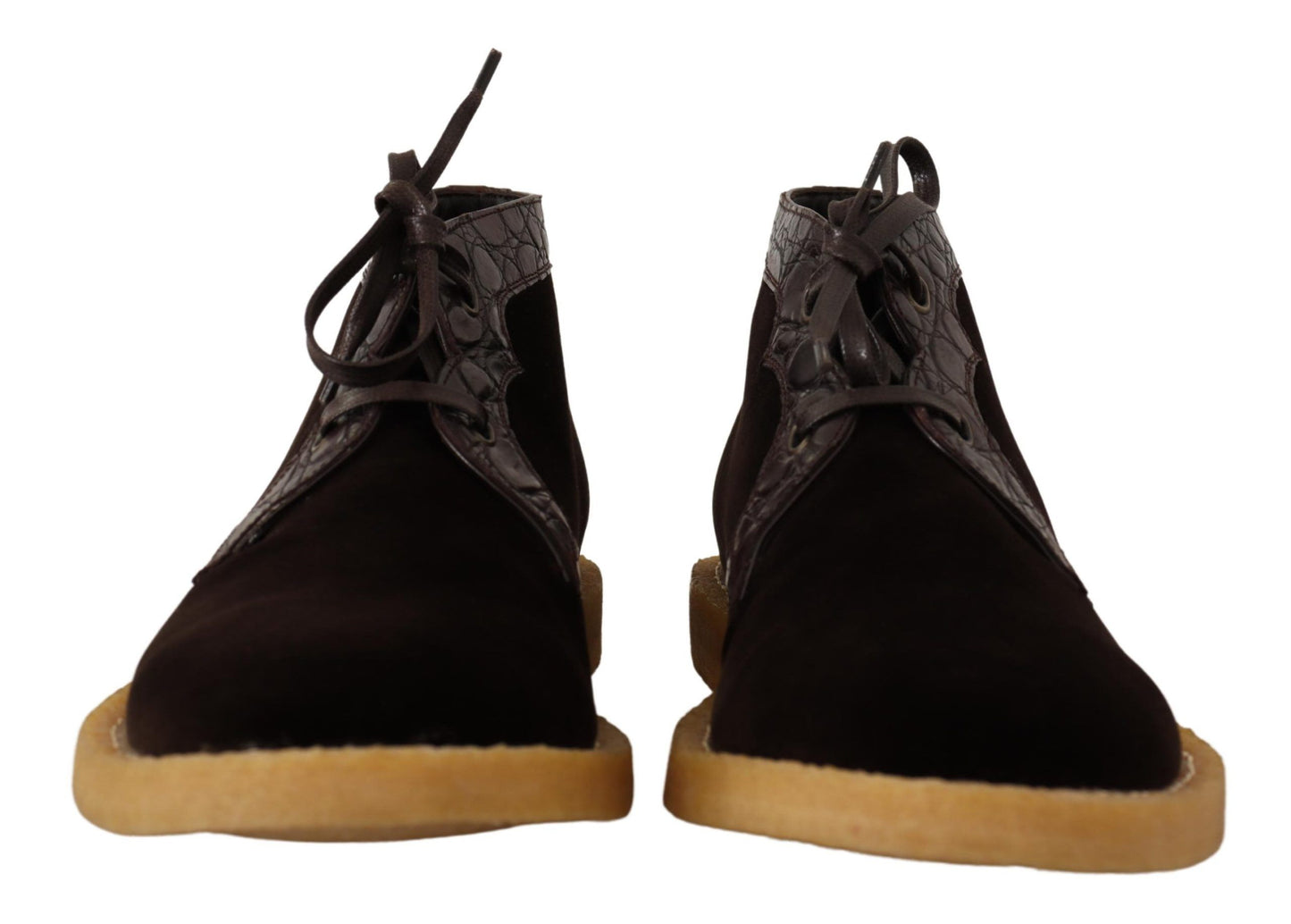 Dolce & Gabbana Braune Samtstiefel aus exotischem Leder