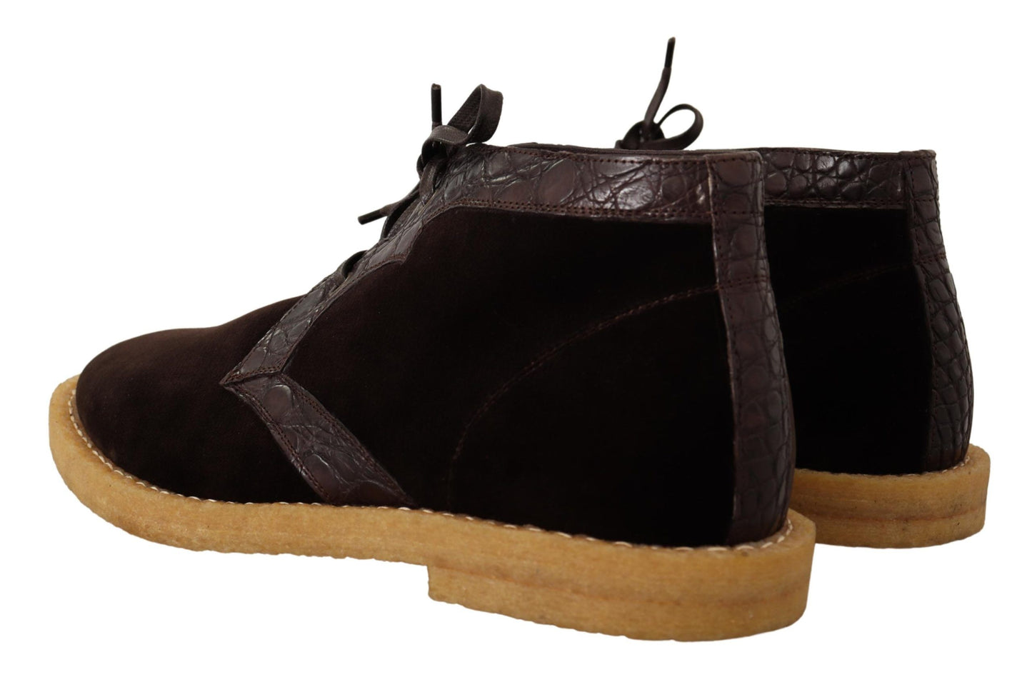 Dolce & Gabbana Braune Samtstiefel aus exotischem Leder