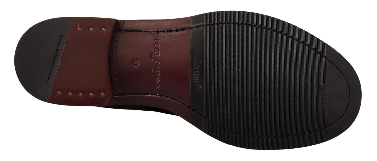Dolce & Gabbana – Schwarze Samtschuhe aus exotischem Leder