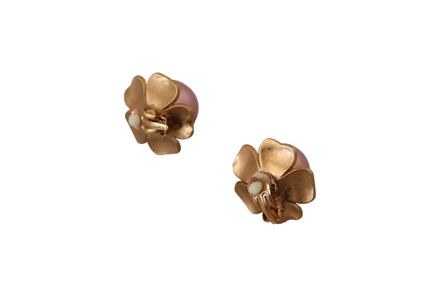 Dolce & Gabbana – Goldfarbene Maxi-Ohrclips mit Kunstperlen und Blumenmuster