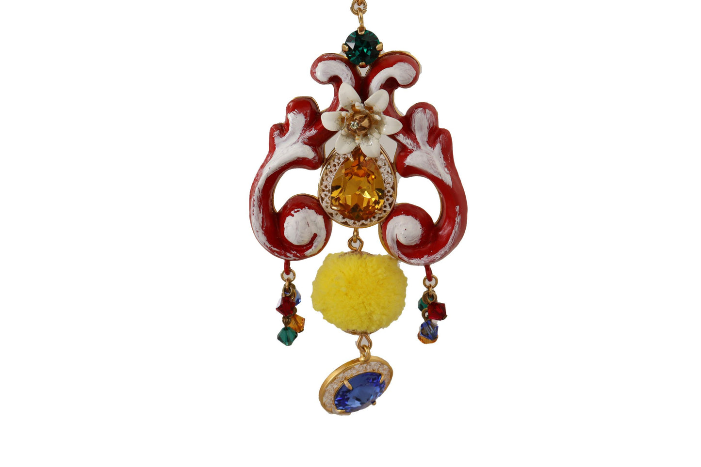 Dolce & Gabbana – Carretto Sicily – Statement-Kettenhalskette aus goldenem Messing mit Kristallen