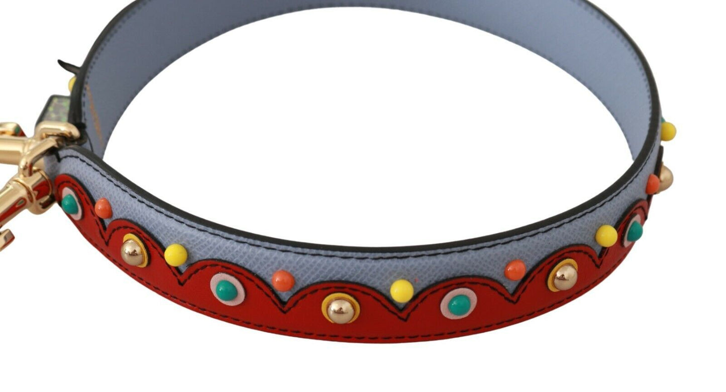 Dolce & Gabbana Blauer und roter Schultergurt aus Leder, blaues Handtaschenzubehör