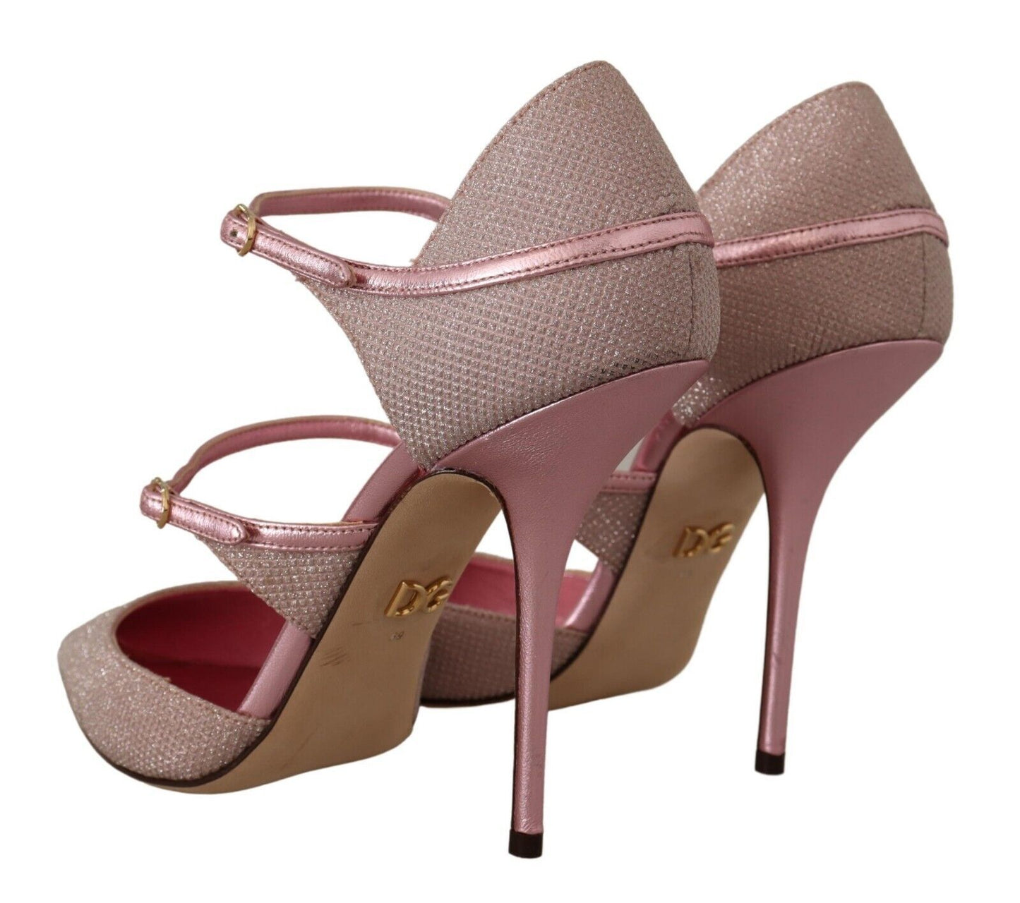 Dolce & Gabbana – Mary-Jane-Schuhe mit Riemchensandalen in Rosa mit Glitzer