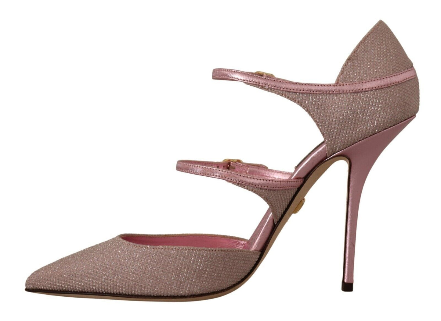 Dolce & Gabbana – Mary-Jane-Schuhe mit Riemchensandalen in Rosa mit Glitzer