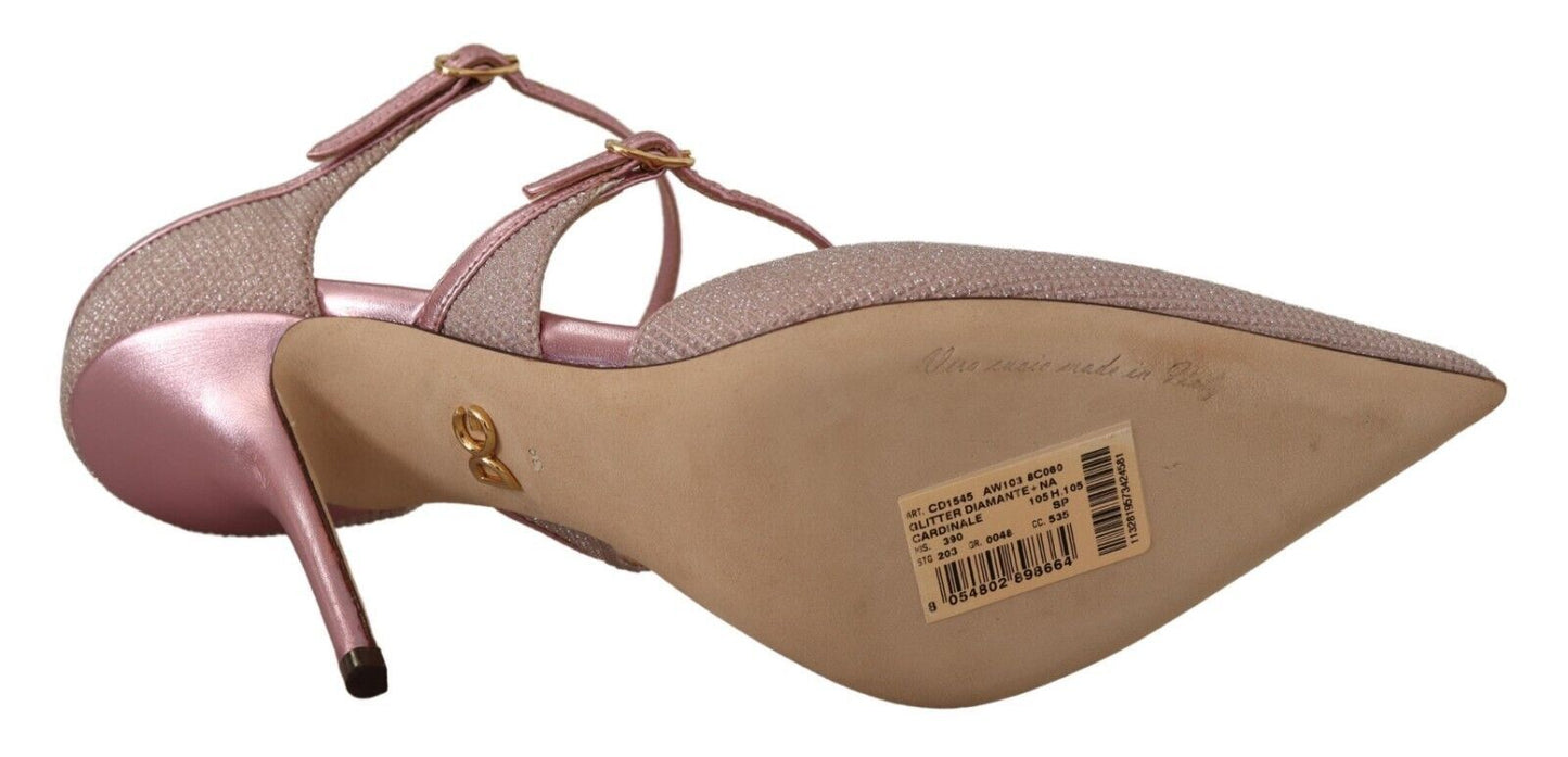 Dolce & Gabbana – Mary-Jane-Schuhe mit Riemchensandalen in Rosa mit Glitzer