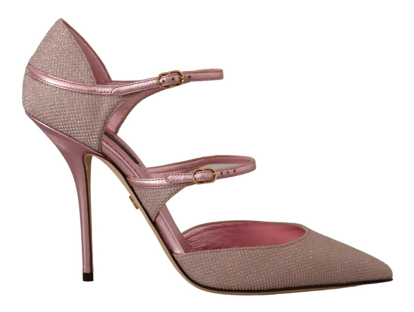 Dolce & Gabbana – Mary-Jane-Schuhe mit Riemchensandalen in Rosa mit Glitzer