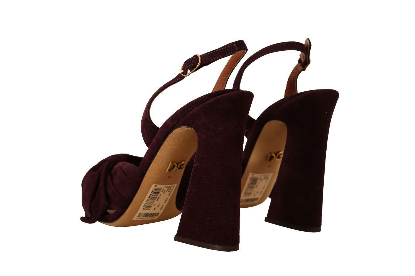 Dolce & Gabbana Dunkelviolette Wildleder-Sandalen mit Knöchelriemen