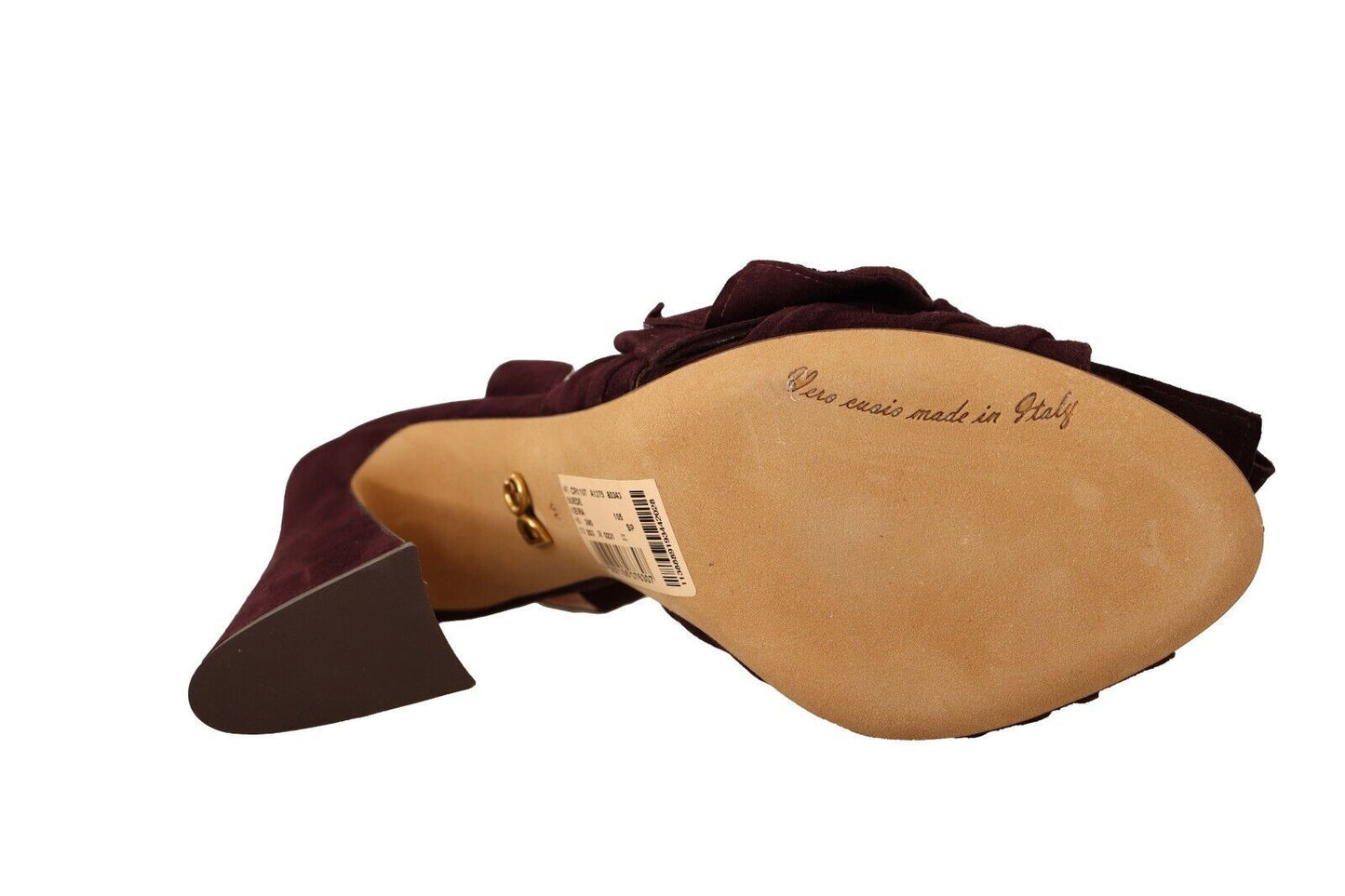 Dolce & Gabbana Dunkelviolette Wildleder-Sandalen mit Knöchelriemen