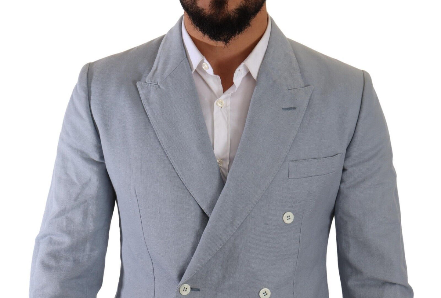 Dolce & Gabbana – Blauer Slim Fit-Jackenmantel aus Baumwollleinen