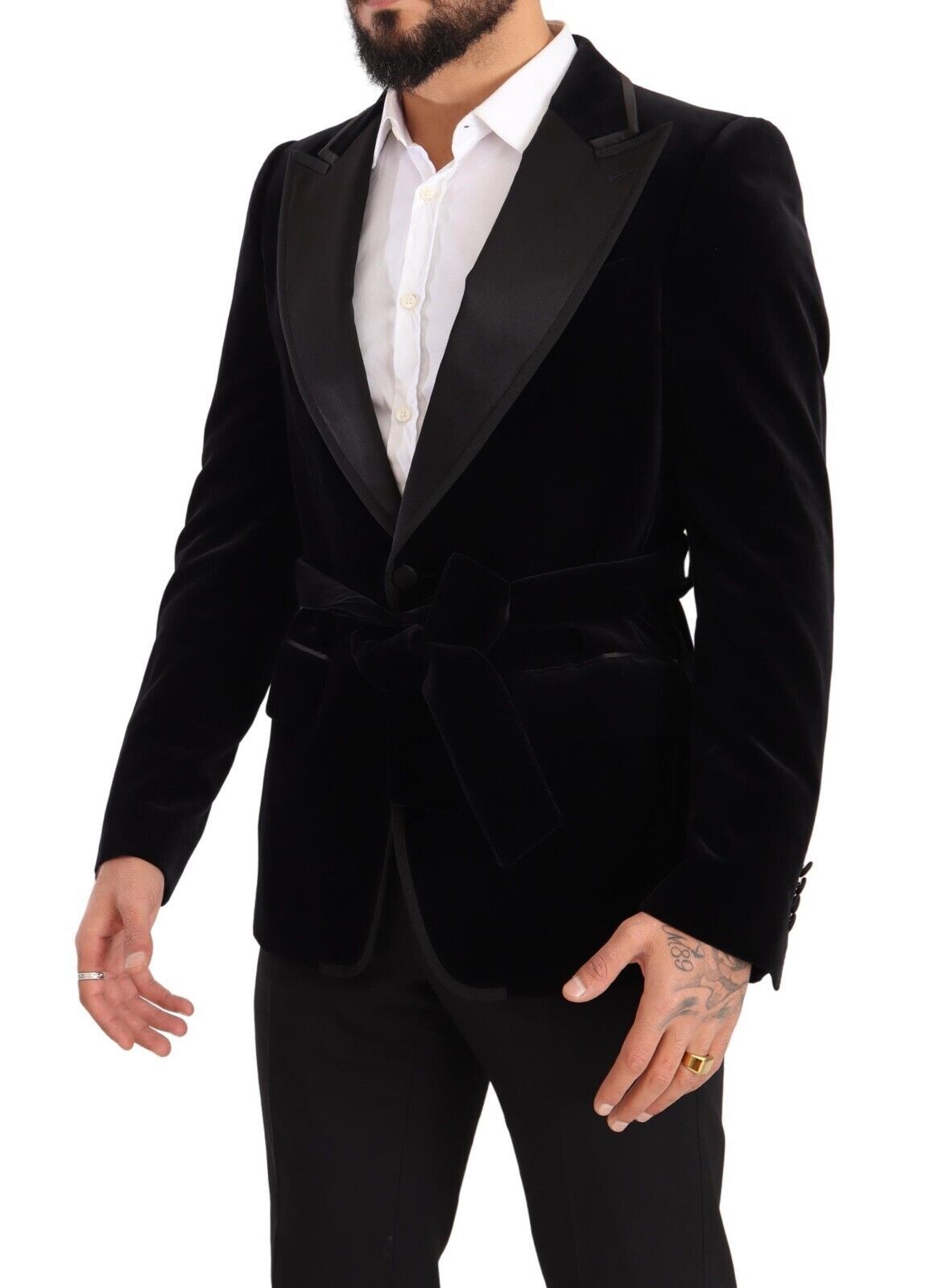 Dolce & Gabbana – Einreihiger Blazer aus schwarzem Samt mit einem Knopf