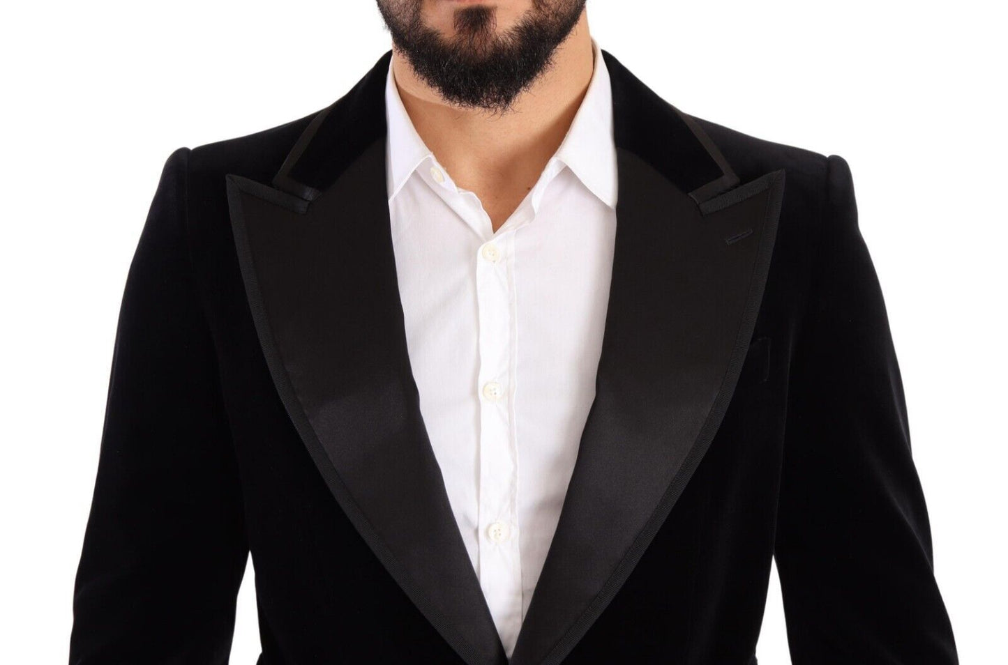 Dolce & Gabbana – Einreihiger Blazer aus schwarzem Samt mit einem Knopf