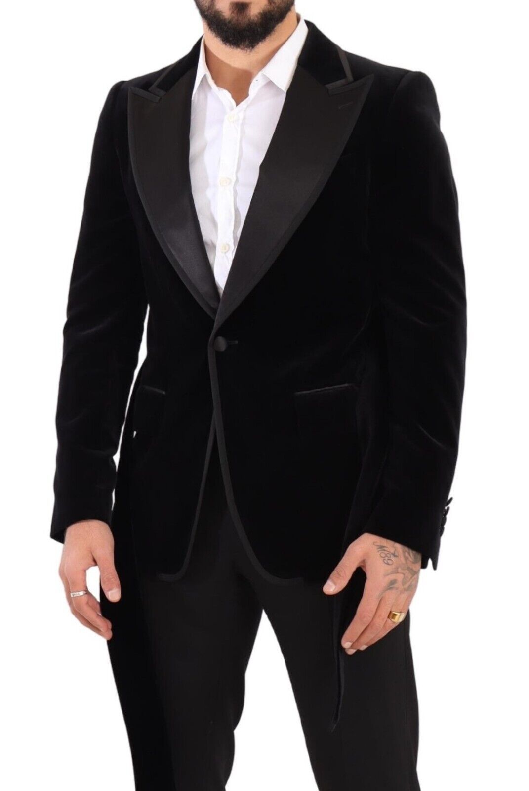 Dolce & Gabbana – Einreihiger Blazer aus schwarzem Samt mit einem Knopf