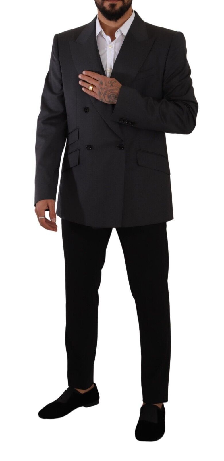 Dolce & Gabbana Grauer zweireihiger 2-teiliger SICILIA-Blazer