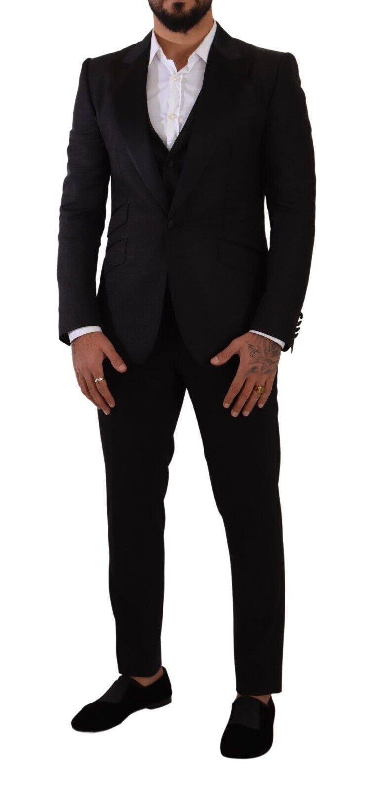 Dolce & Gabbana – Schwarzer, schmal geschnittener, zweiteiliger SICILIA-Blazer