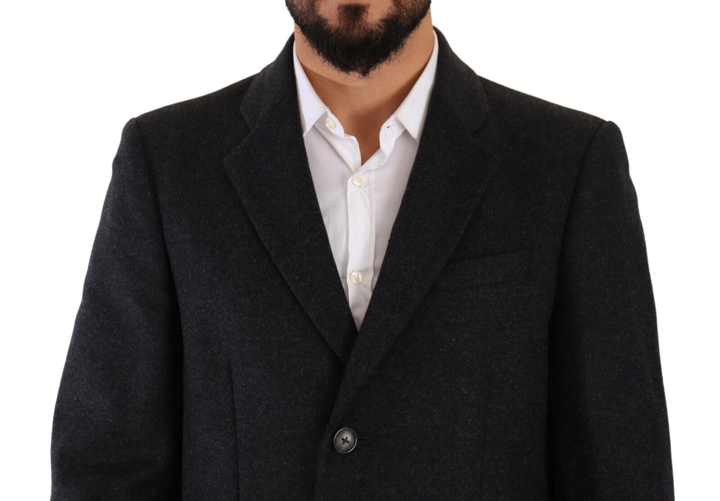 Dolce & Gabbana – Trenchcoat aus dunkelgrauer Wolle für Herren