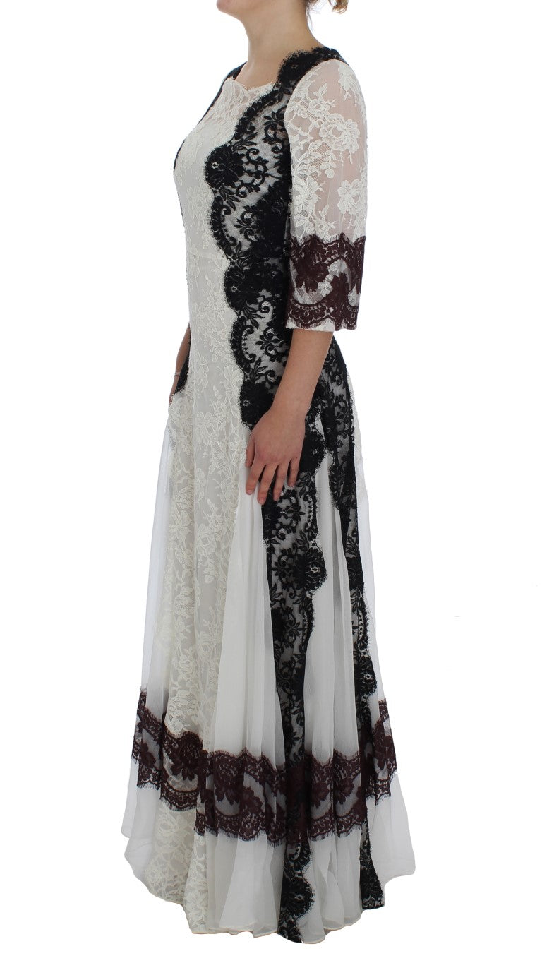 Dolce & Gabbana – Langes Abendkleid aus weißer Blumenspitze