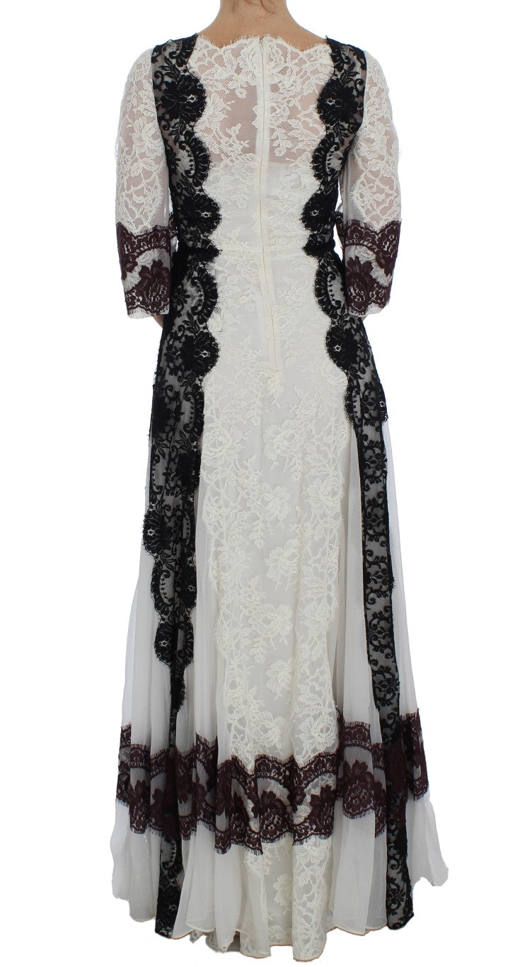 Dolce & Gabbana – Langes Abendkleid aus weißer Blumenspitze