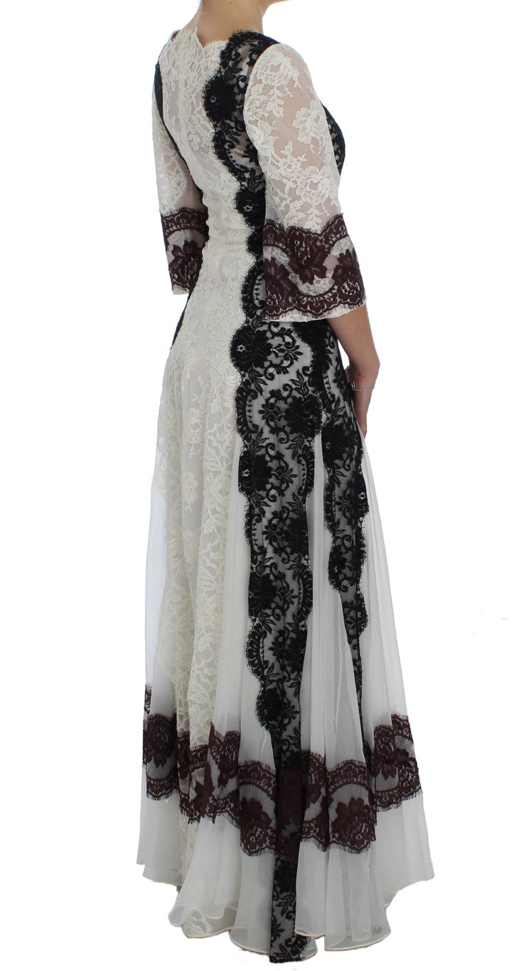 Dolce & Gabbana – Langes Abendkleid aus weißer Blumenspitze