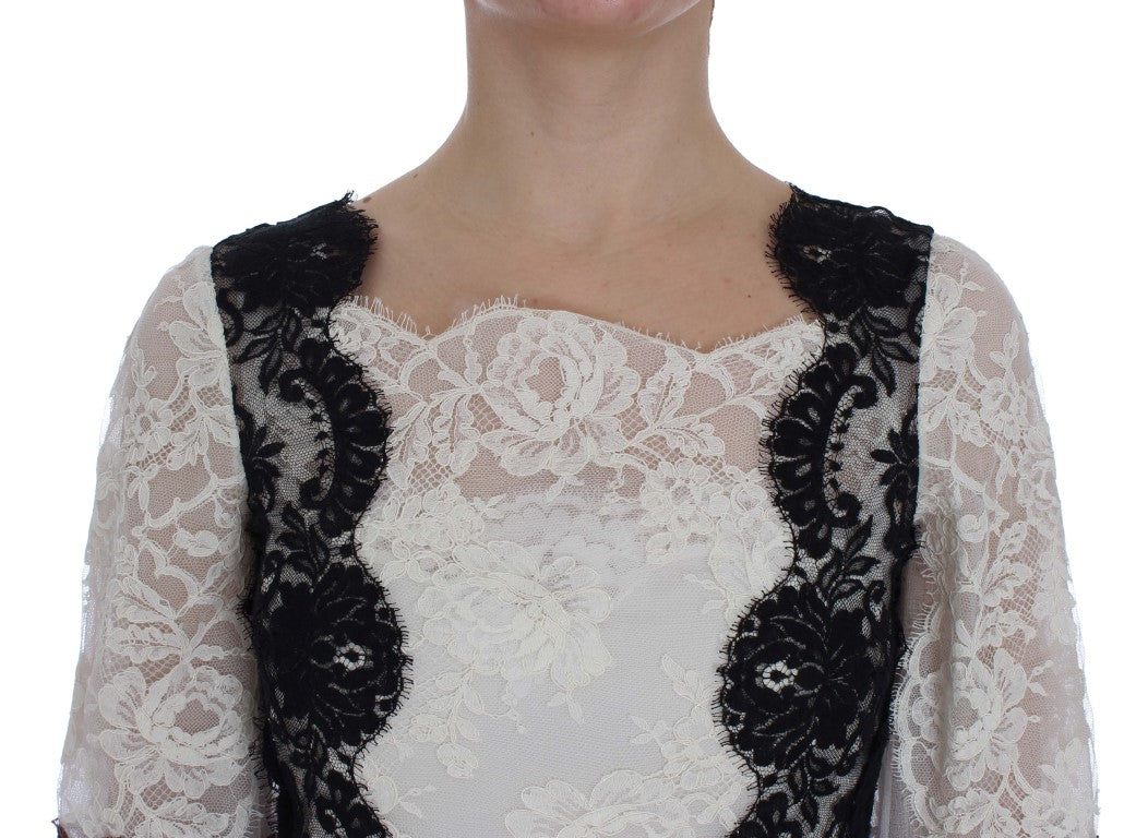 Dolce & Gabbana – Langes Abendkleid aus weißer Blumenspitze