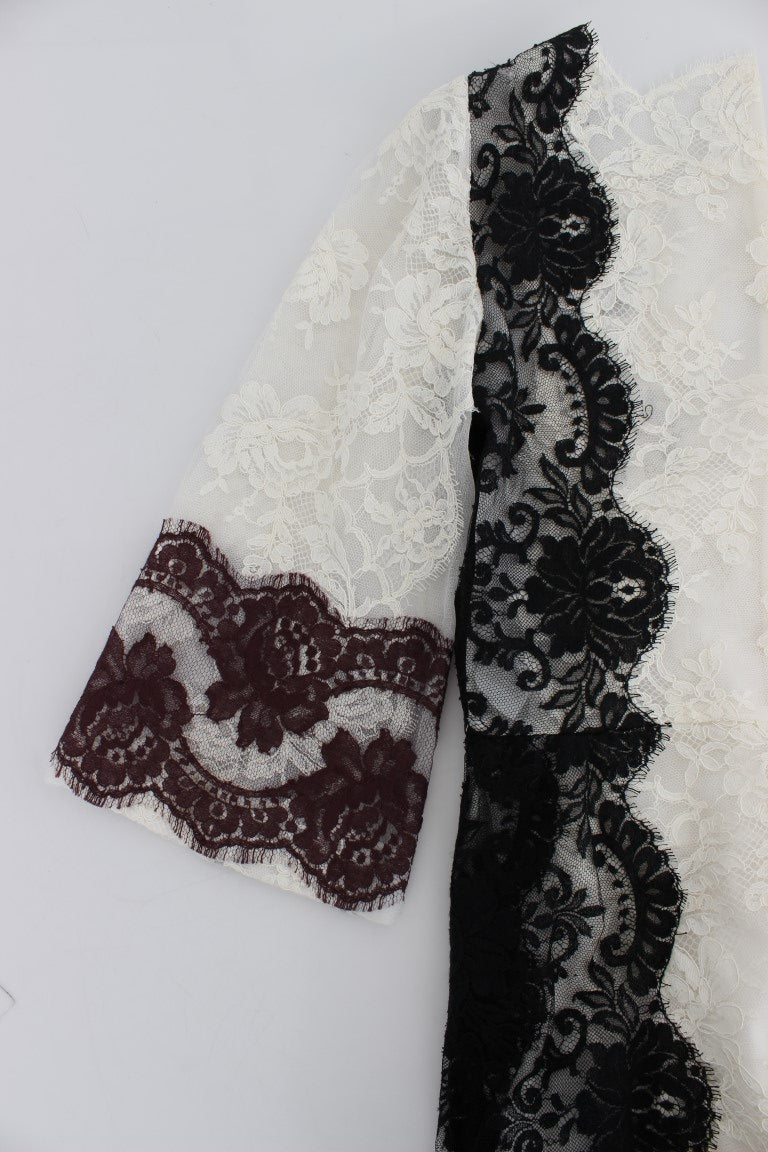Dolce & Gabbana – Langes Abendkleid aus weißer Blumenspitze