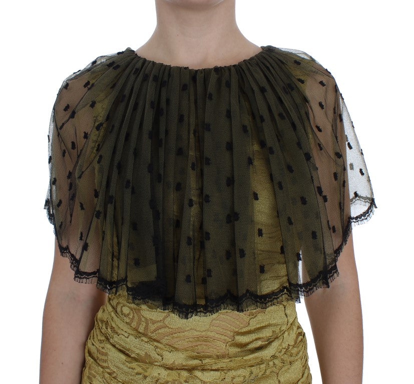 Dolce & Gabbana Gelb-Schwarzes Ricamo-Kleid aus floraler Spitze