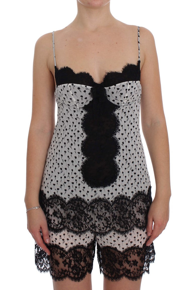 Dolce & Gabbana – Schwarzes Babydoll-Dessous-Oberteil aus Seidenspitze