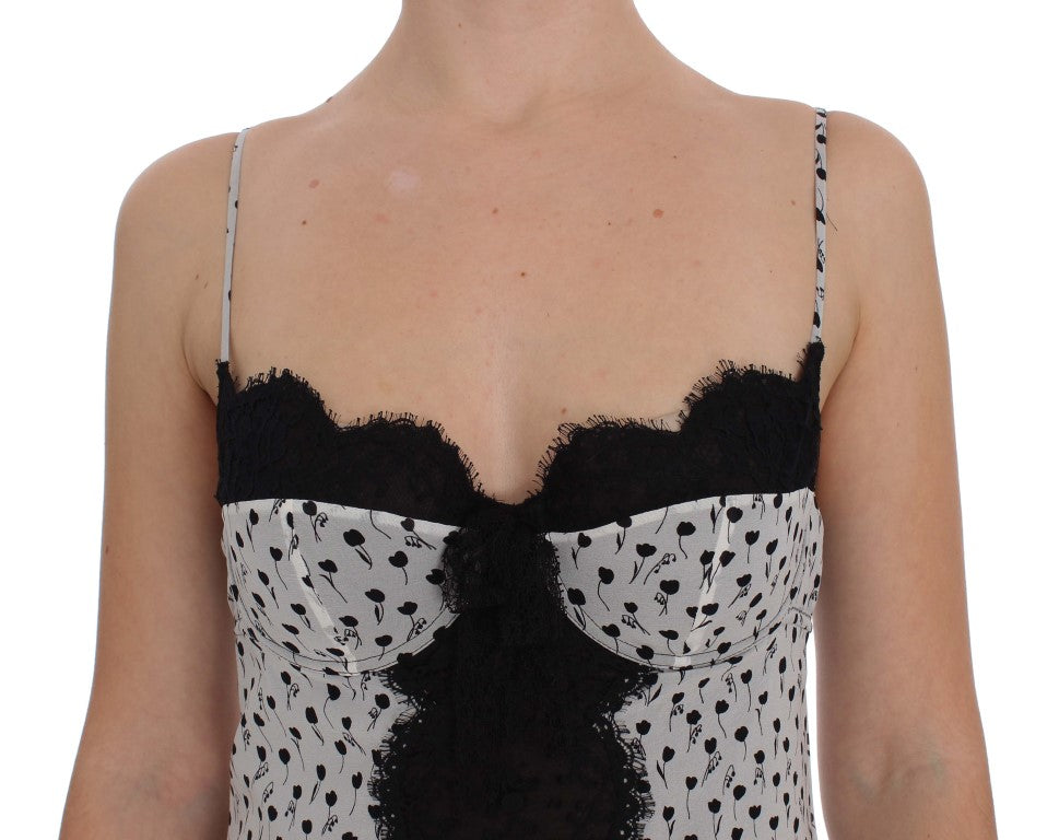 Dolce & Gabbana – Schwarzes Babydoll-Dessous-Oberteil aus Seidenspitze
