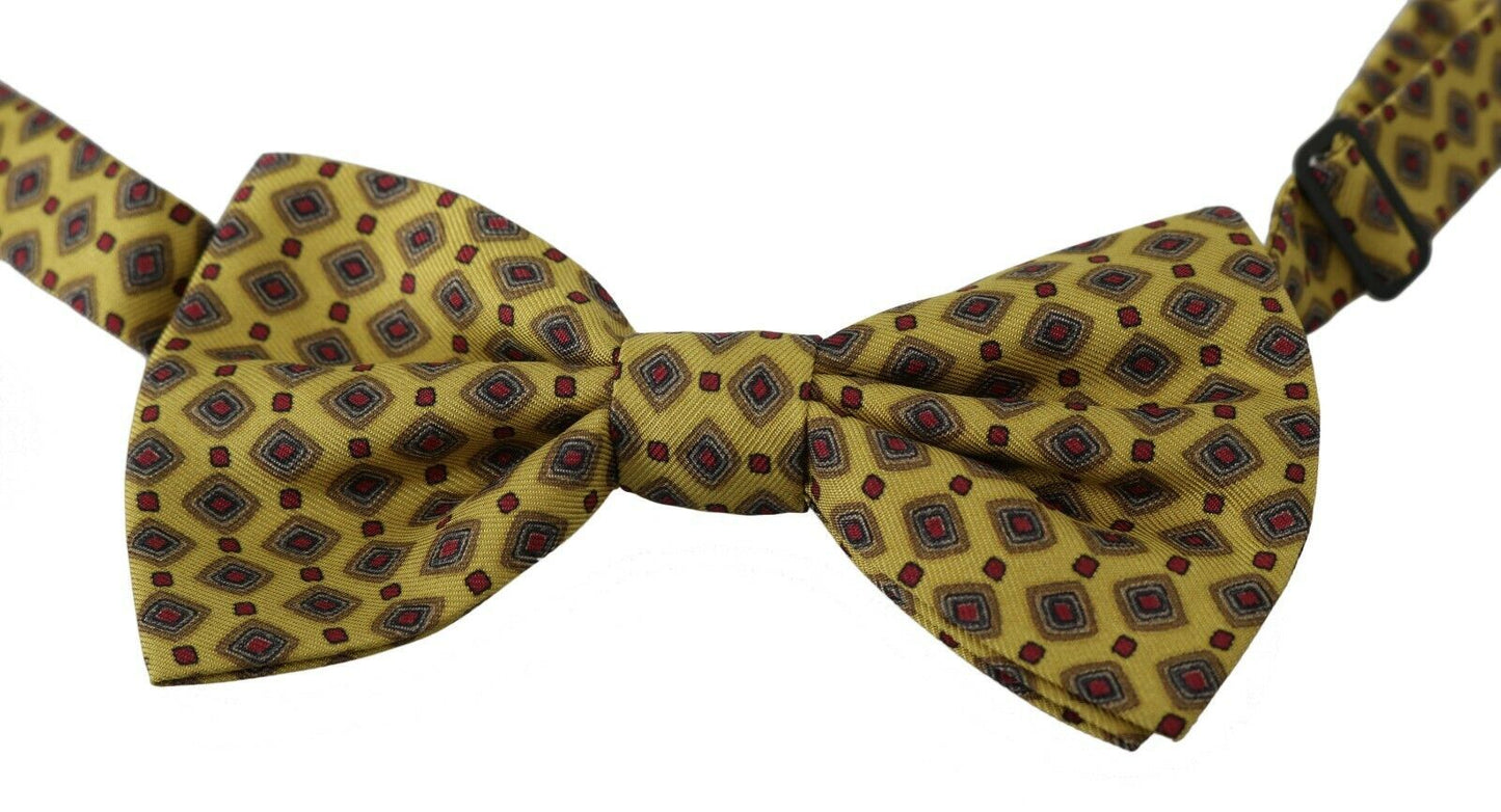 Dolce & Gabbana – Verstellbare Seidenkrawatte mit gelbem Muster