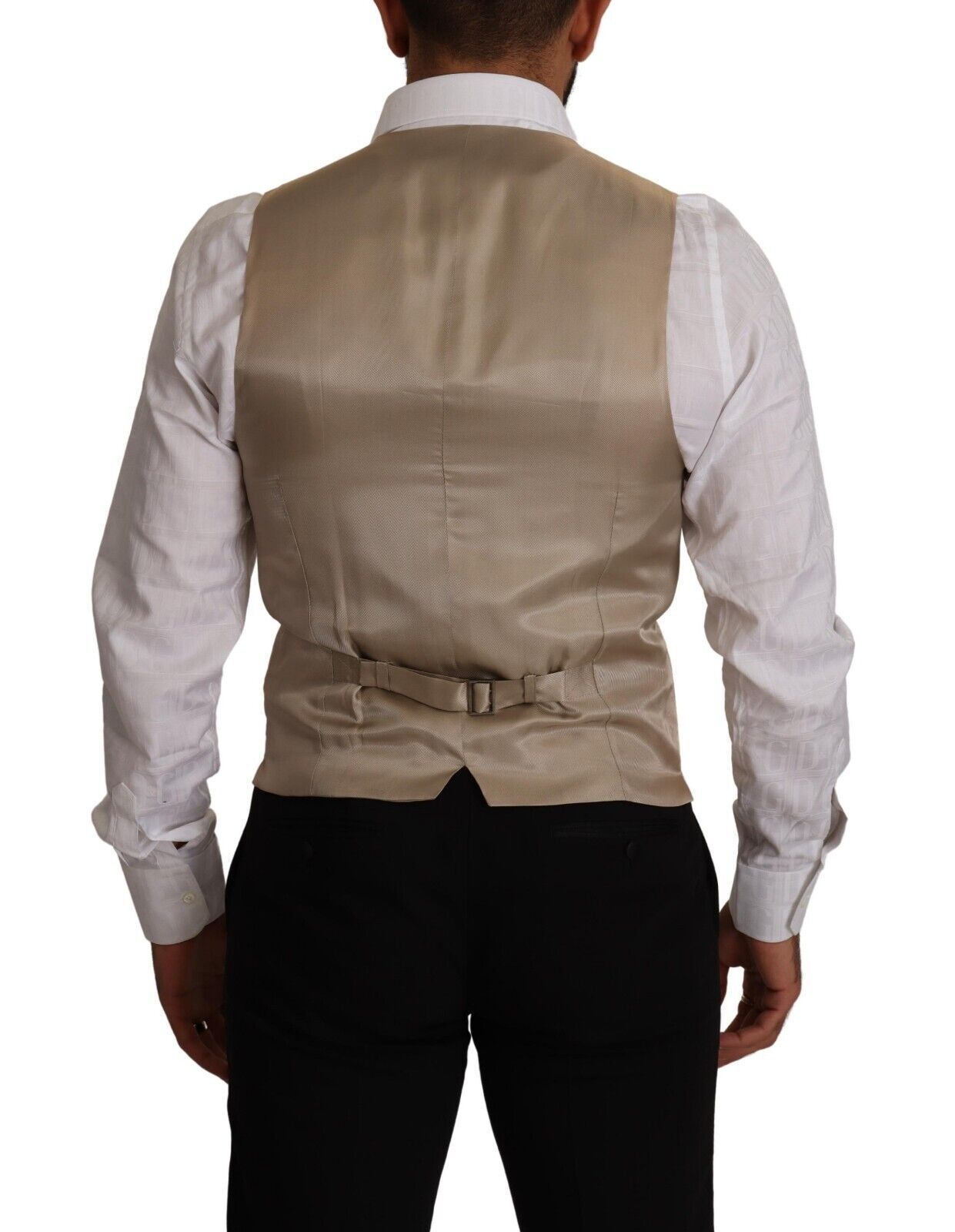 Dolce & Gabbana Beige Slim Fit Weste aus Baumwolle und Seide