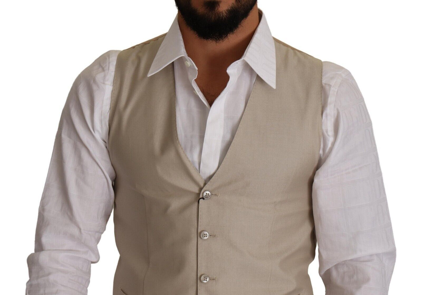 Dolce & Gabbana Beige Slim Fit Weste aus Baumwolle und Seide