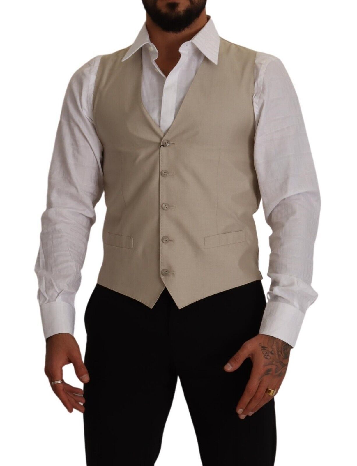 Dolce & Gabbana Beige Slim Fit Weste aus Baumwolle und Seide