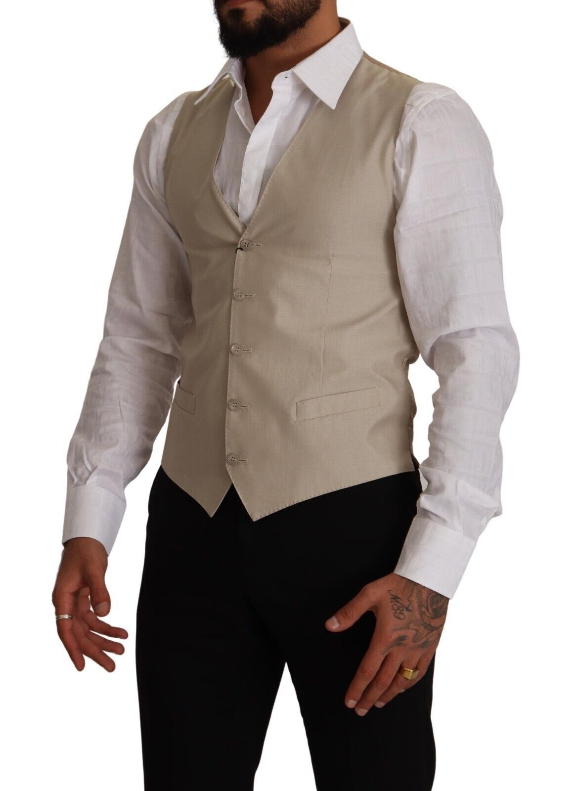 Dolce & Gabbana Beige Slim Fit Weste aus Baumwolle und Seide